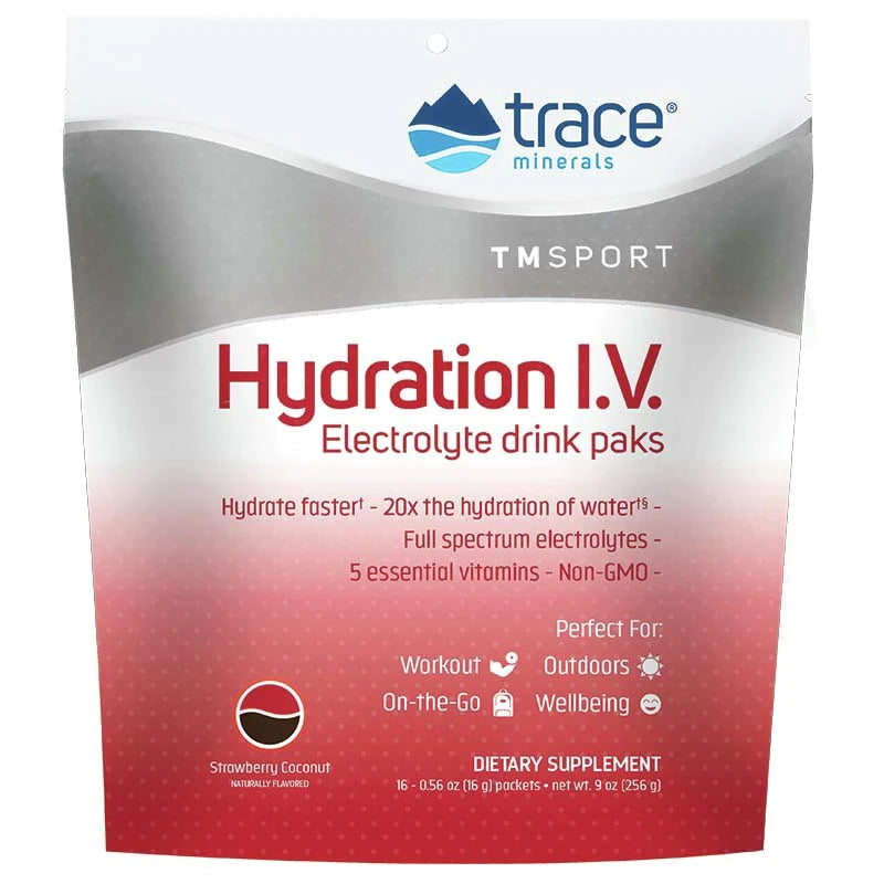 Hidratación I.V. Electrolyte Drink Paks - Fresa y coco 16 paquetes en polvo